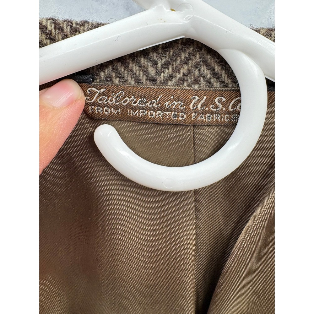 Ernie II Men's Wool Blazer Herringbone Tweed Vintage Academia USA‎ Tailored 42L - Picture 8 of 9